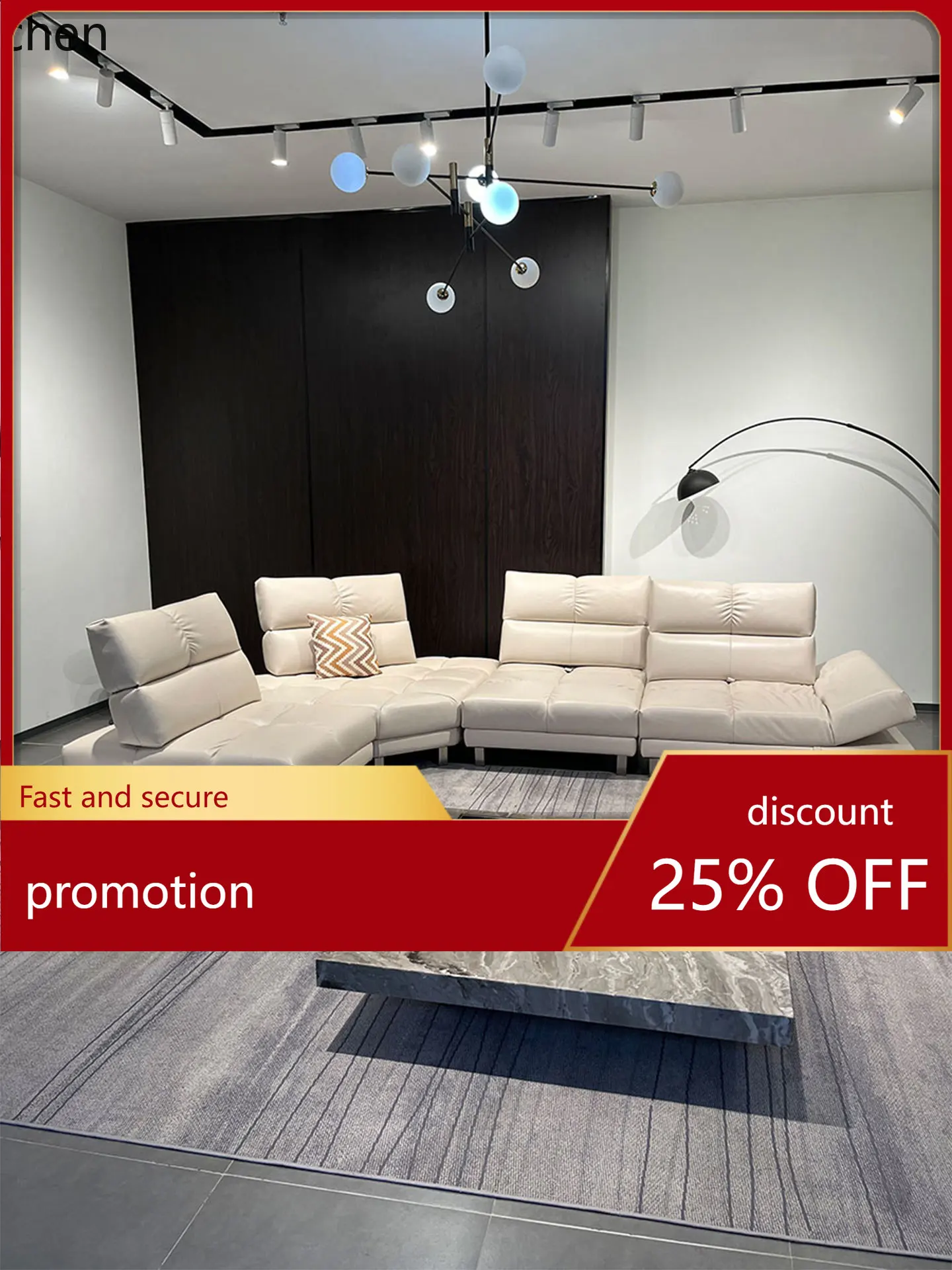 CZ1 Italian High-End Full Genuine Leather Sofa Wide Deep Seat Movable Backrest Large Apartment Villa Roman Sofa