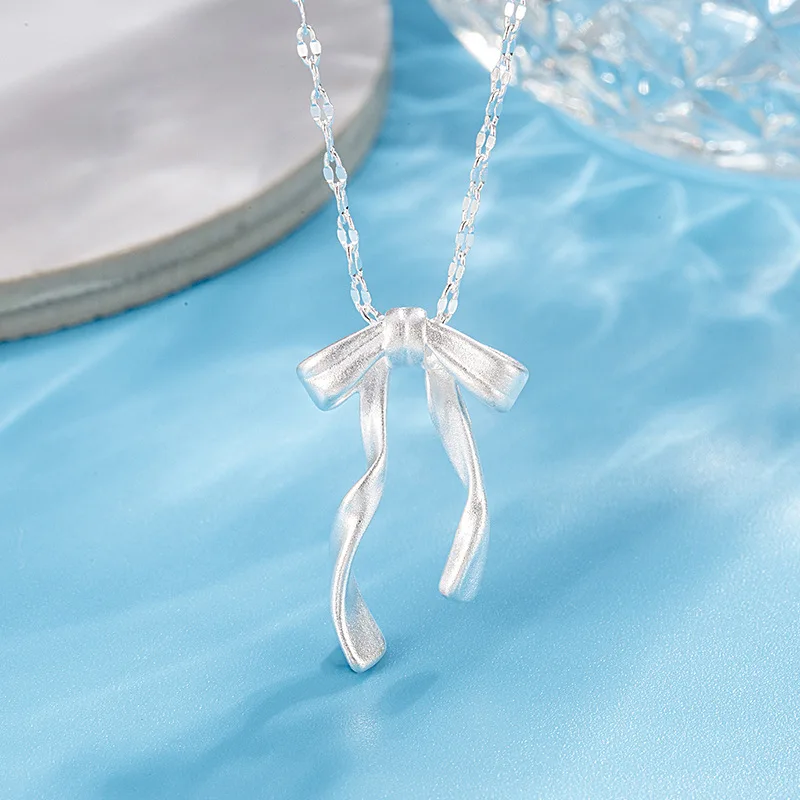 Women's 925 Silver Bow Choker Necklace, Elegant Gift
