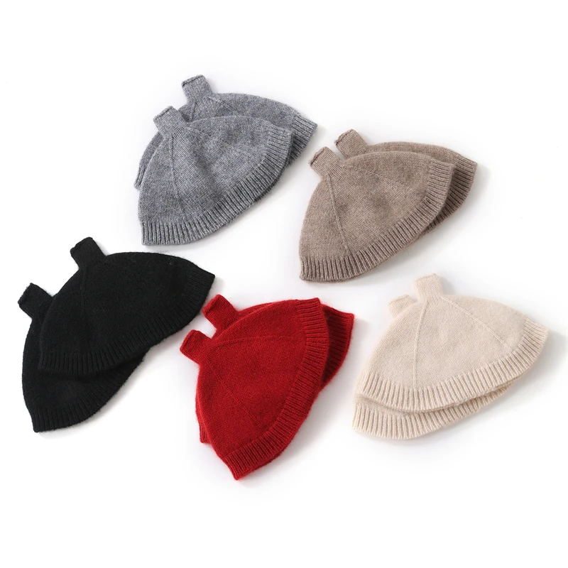 Women's 100% Cashmere Knitted Gloves Autumn Winter Irregular Half-Finger Cold-Proof Warm Solid Color Versatile Knitwear