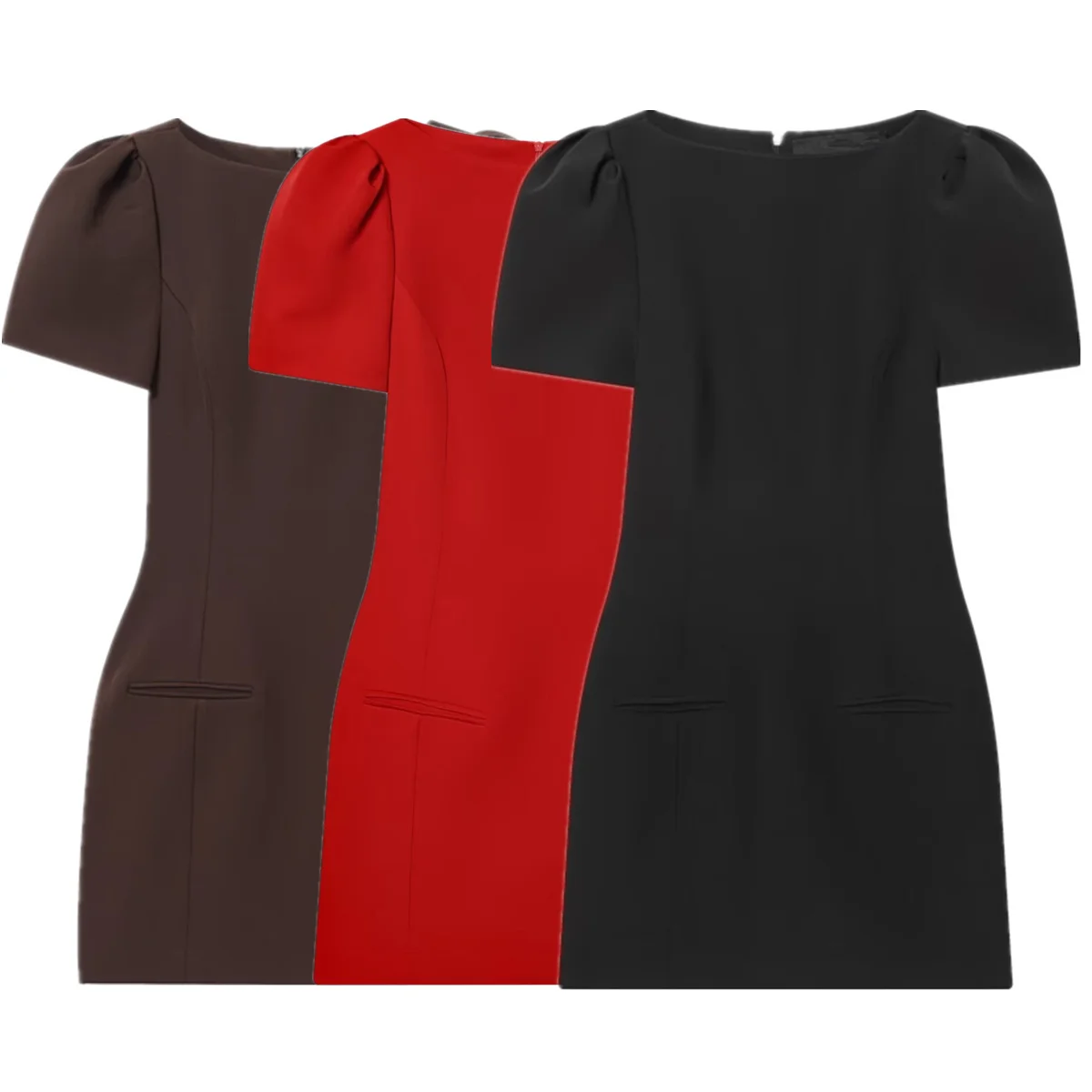 

Jenny&Dave Minimalist Solid Color Bubble Sleeve Dress Spring Summer Short Sleeved Mini Dress Women Elegant Party Dresses Vestido