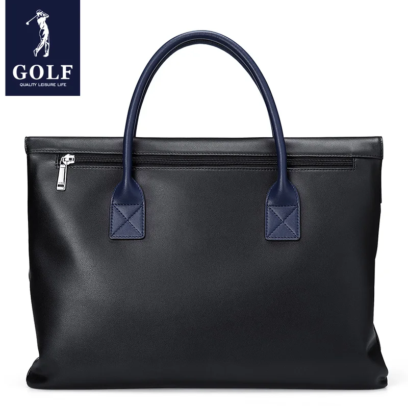 Valigetta da GOLF borsa da lavoro in vera pelle da uomo semplice e di grande capacità borsa per computer portatile in pelle bovina con strato superiore casual