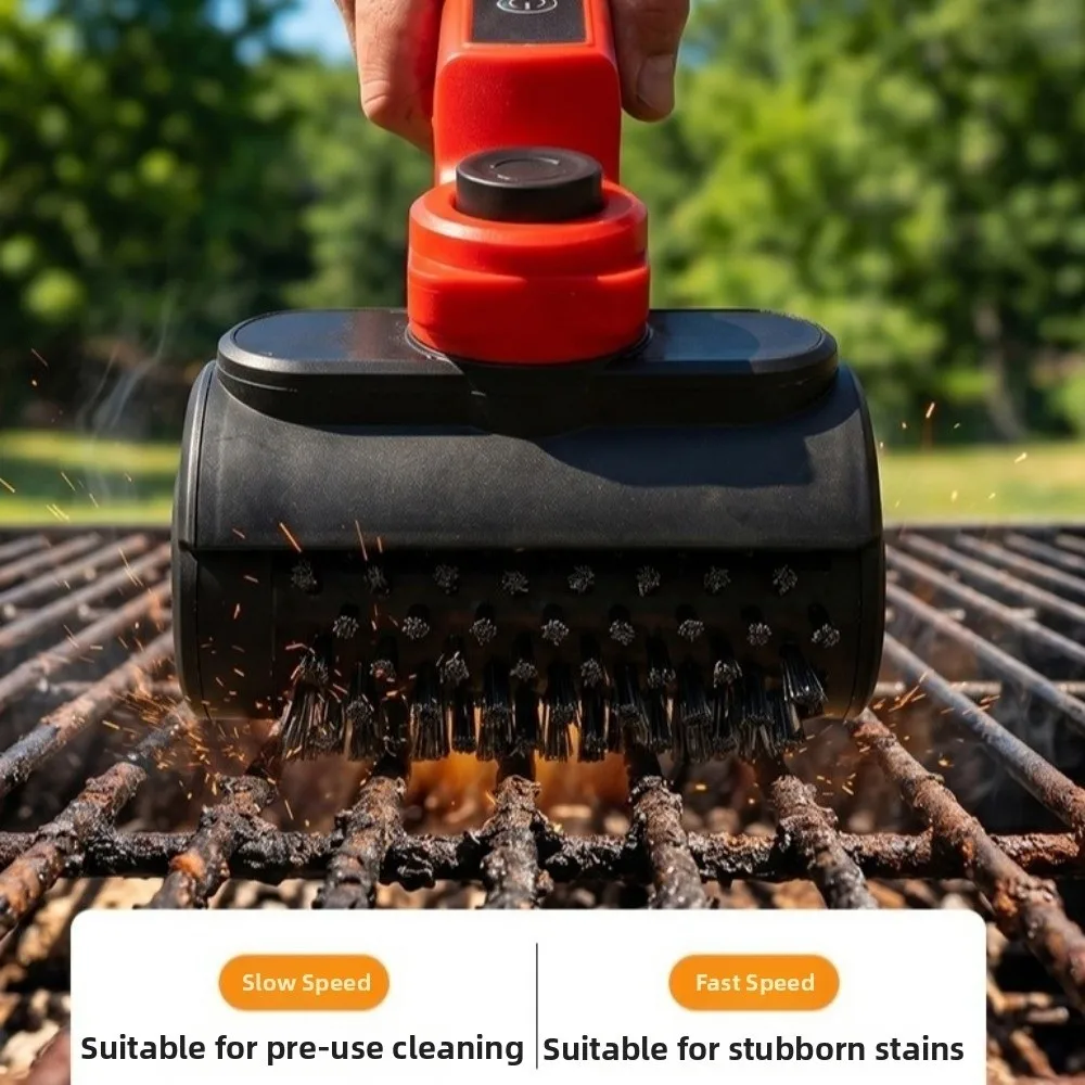 Portable Electric Grill Cleaning Brush Handheld Rotating Wireless Electric Barbecue Brush 3 Replacement Head High Speed