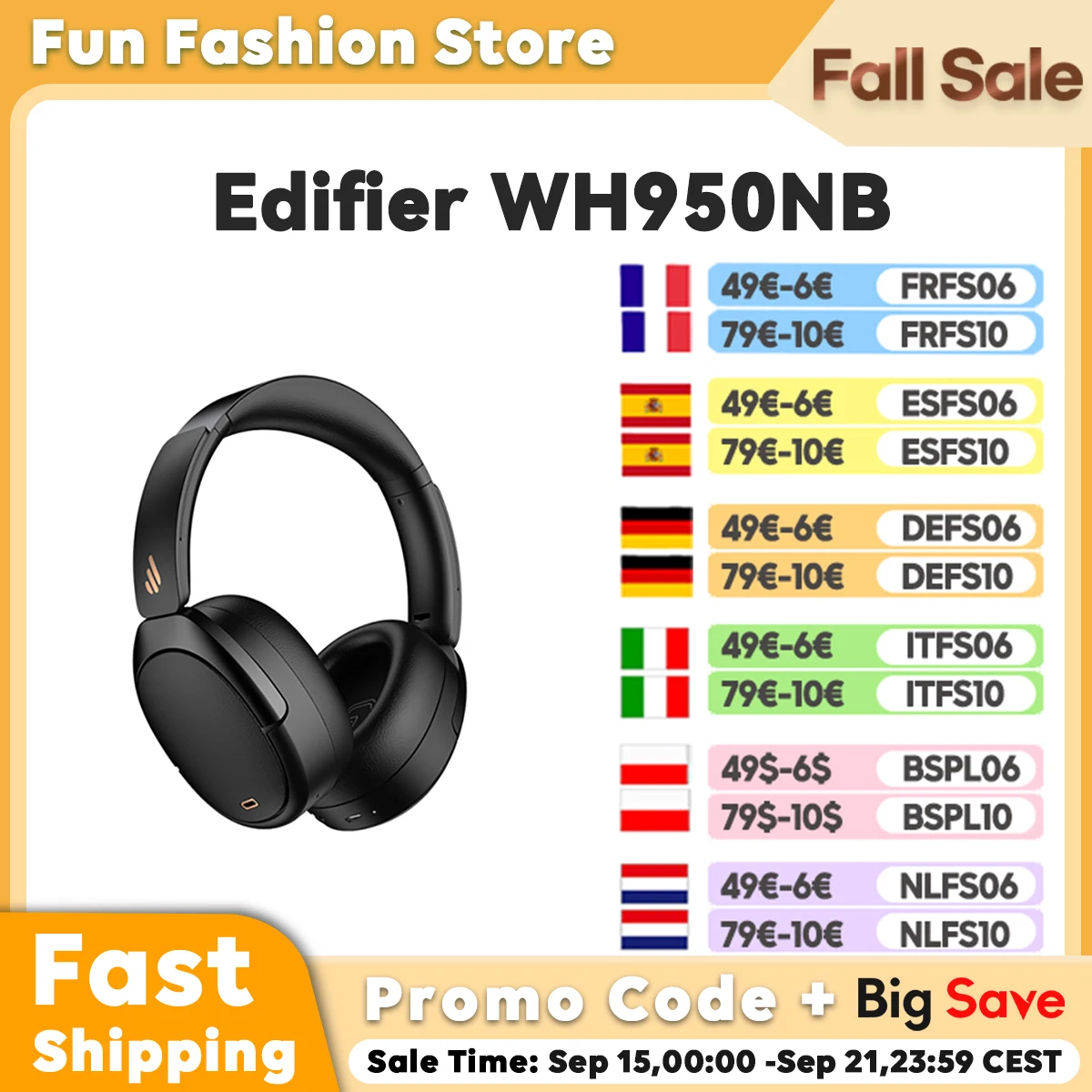 Edifier-Casque Bluetooth sans fil à suppression de bruit, codec AC, audio haute résolution, connexion touriste, WH950NB Edifier-Casque Bluetooth sans fil à suppression de bruit, codec AC, audio haute résolution, connexion touriste, WH950NB