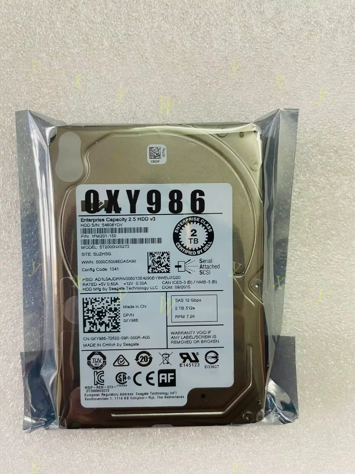 2 تيرابايت 7.2K SAS 12 جيجابايت/ثانية 128 ميجابايت 512e 2.5 بوصة HDD Dell 0FVX7C FVX7C ST2000NX0433/ST2000NX0273 0XY986 XY986، جديد! #1
