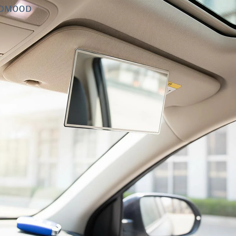 【CR】Stainless Steel HD Clip On Car Vanity Mirror Universal Auto Sun Visor Makeup Mirror for Women Travel Cosmetic Use