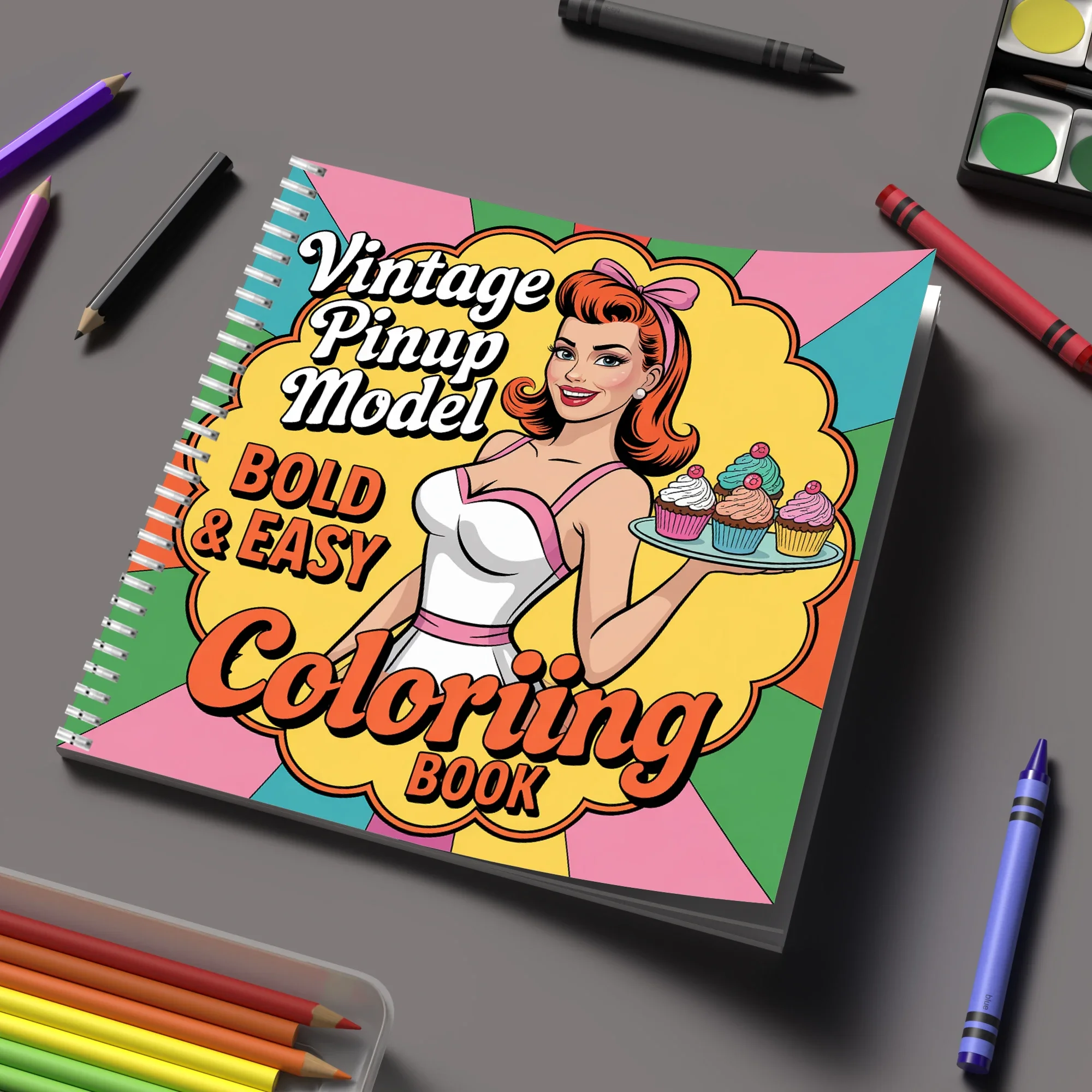 Vintage Model Bold-easy Patterns Coloring Book for Adults Cute Drawing Book Gift for Birthday Back to School Art Supplies