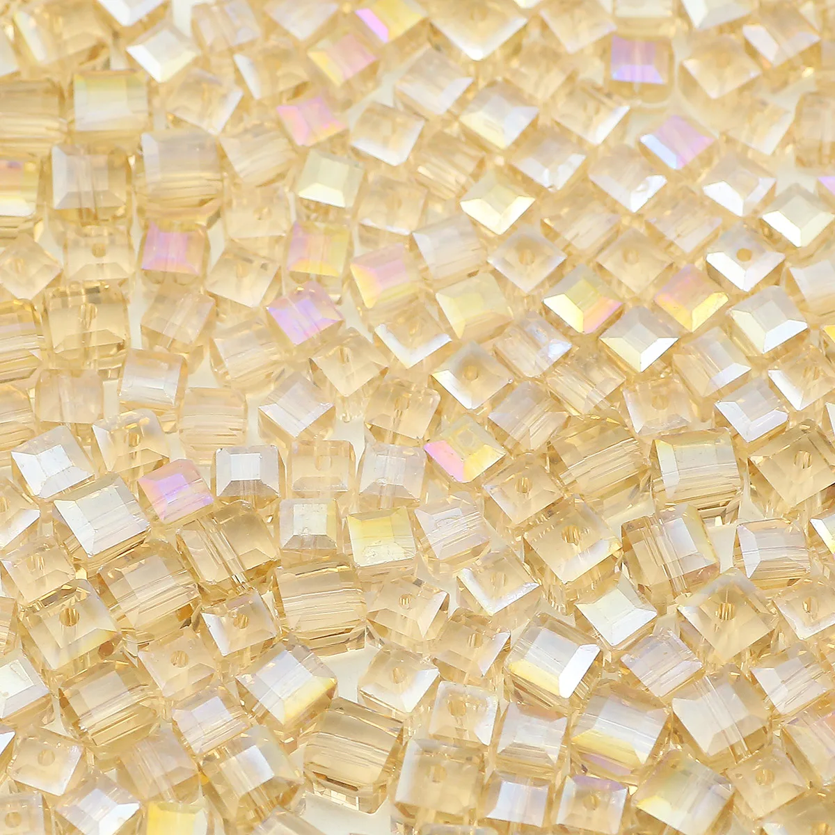 2/3/4/6/7mm Silver Champagne AB Austrian Faceted Crystal Glass Square Loose Spacer Beads For Jewelry Making DIY Bracelet Earring