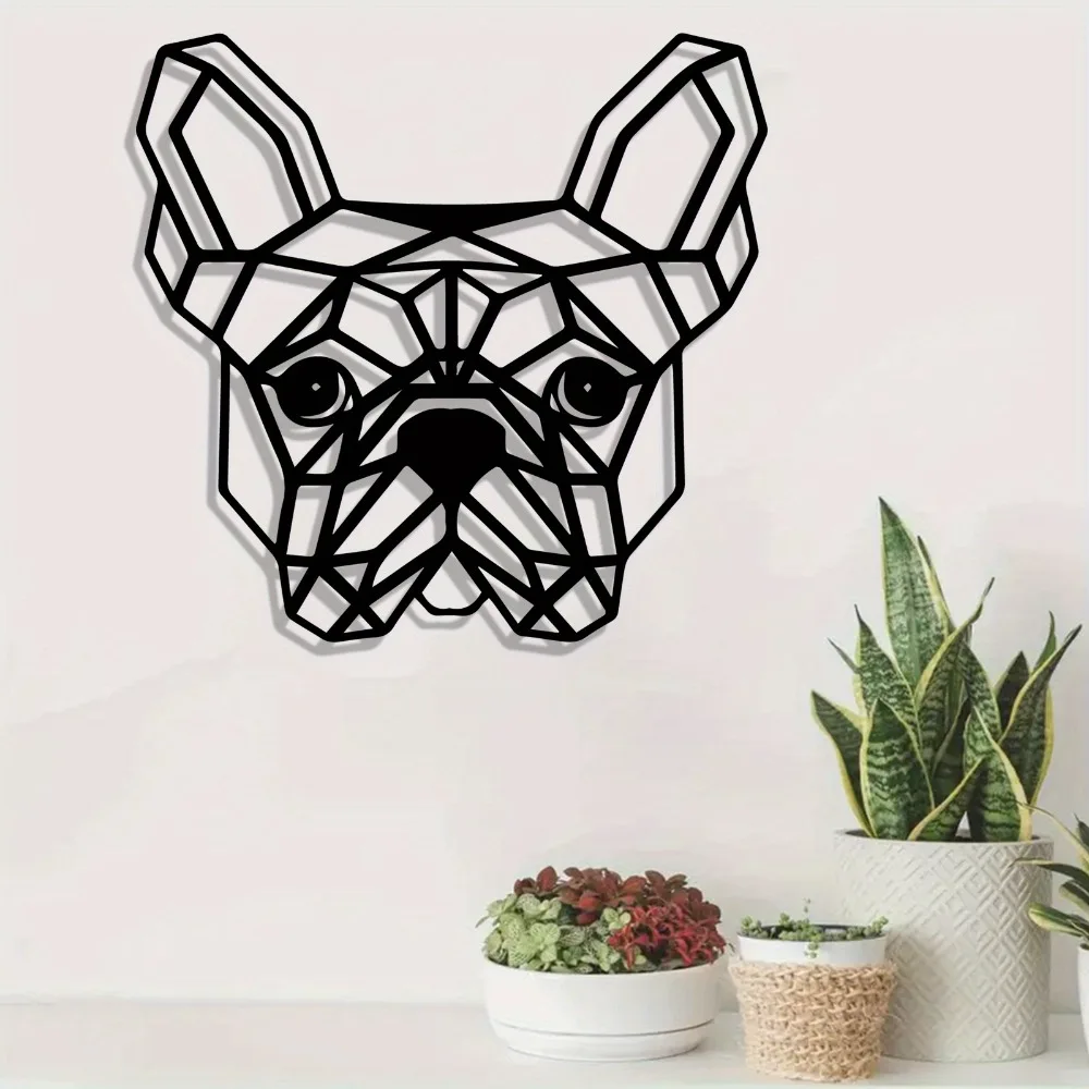 Vintage Geometric French Bulldog Wall Hanging Powder Coated Metal Art Home Wall Decor Perfect Gift for Pet Owners