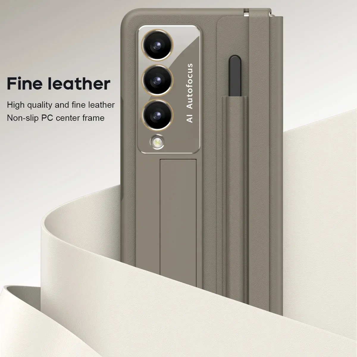 

For Samsung Galaxy Z Fold 6 5 4 5G Case Foldable Screen Leather Hinge with Pen Slot Shell Film Integrated with Free Stylus Case