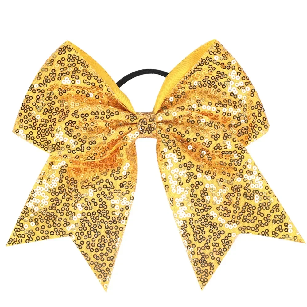 1szt Bling Glitter Sequins Pigtail Bows for Kids Large Sparkly Cheerleading Bowknot Ponytail Holder Girls Elastyczne opaski do włosów — zdjęcie 2