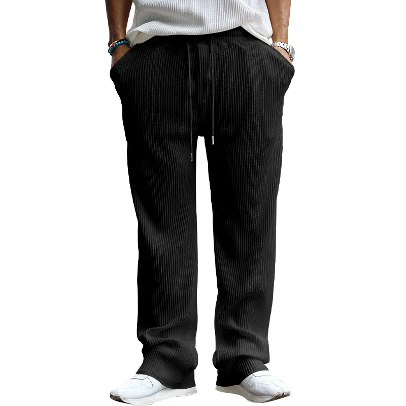 Spring and autumn men's casual pants advanced sense of loose straight pants wear striped high-waisted wide-leg pants