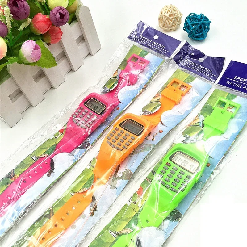 Calcolatrice elettronica per bambini data in Silicone tastiera multiuso orologio da polso Mini calcolatrice