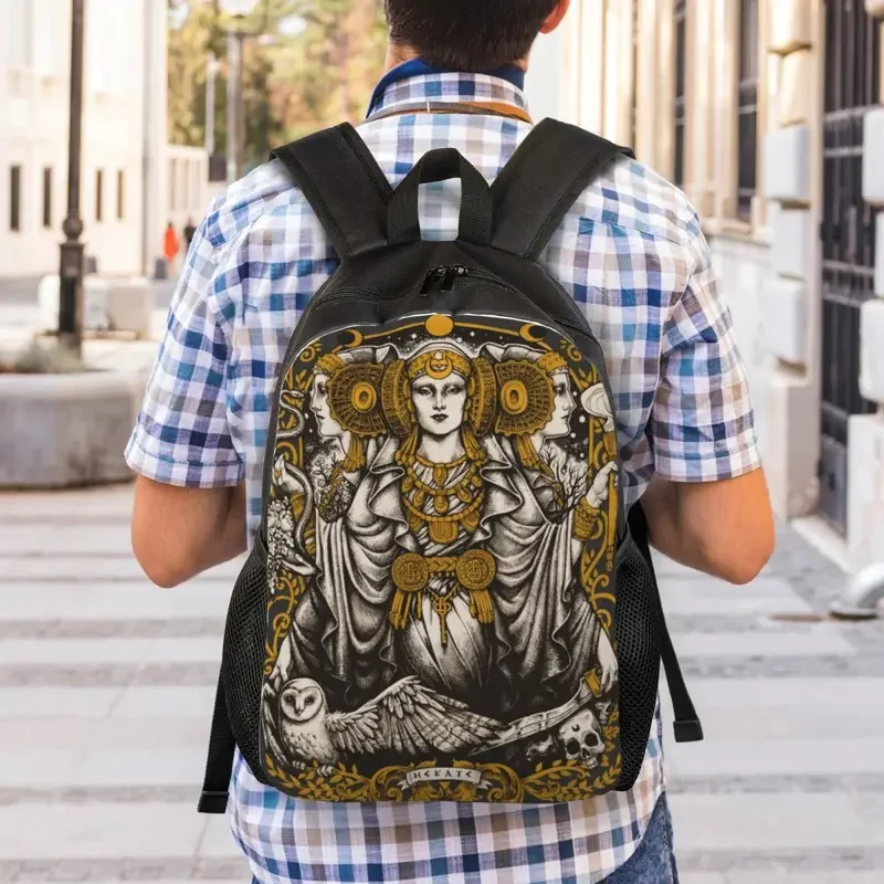 Customized Iberian Hecate goddess backpack men women fashion bookbag for school college goth occult Halloween witch bags