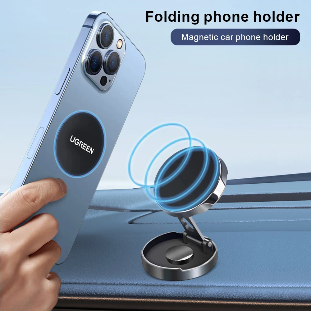 Car Mobile Phone Stand Strong Magnetic Car Holder 720° Foldable Round Bracket Support for Universal Phones Mount Holders In Car