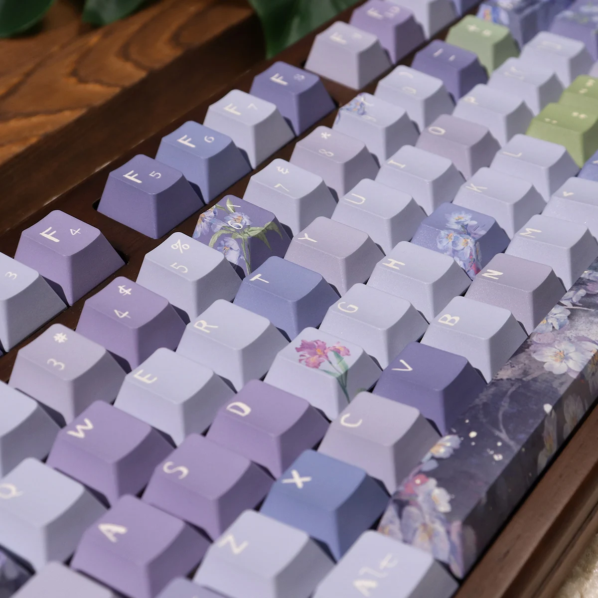 Imagem -03 - Teclado Mecânico Keycaps Grupo Elemento de Flor Roxo Montanha Distante Lilás Cereja Perfil Ure Pbt Sublimação