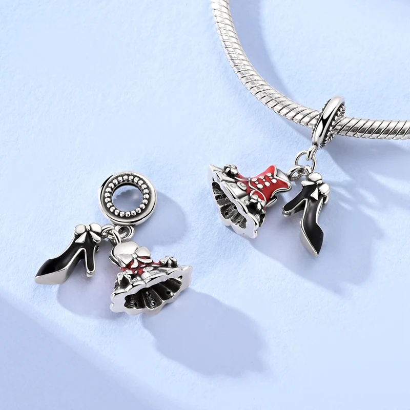Charms-Anhänger Original 925 Sterling Silber Kürbiskutsche Prinzessin Ballettschuh Charm-Perle Passend für Armband Damen DIY Schmuck Geschenk – Detail 28