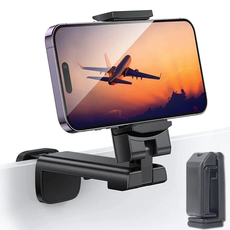 

Airplane Phone Holder Clip Portable Travel Train Seat Phones Stand Desk Foldable Support For iPhone Samsung Google Mi Holders