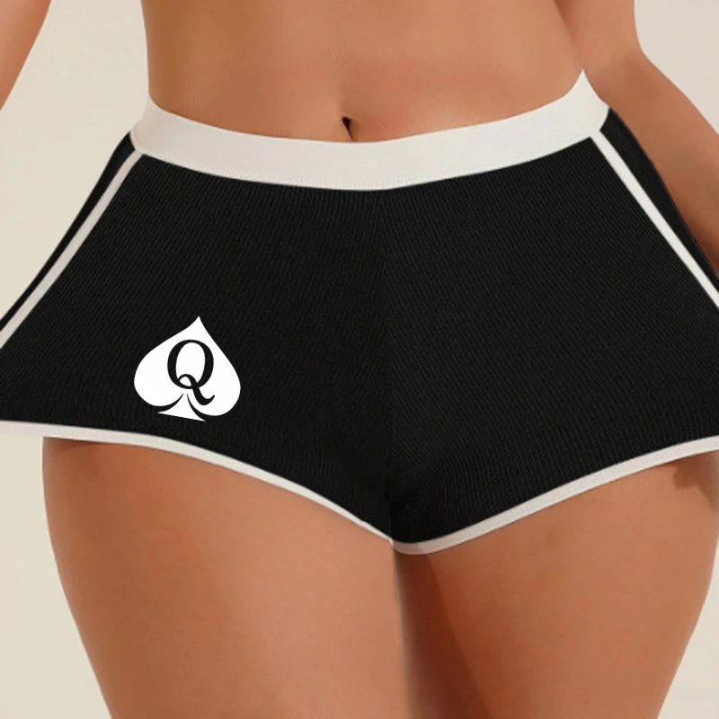 Seamless Solid Color Mid-rise Women's Boxers Women's Sexy Boyshort Queen of Spades Abdominal Lifting Hip Sports Youth Underwear