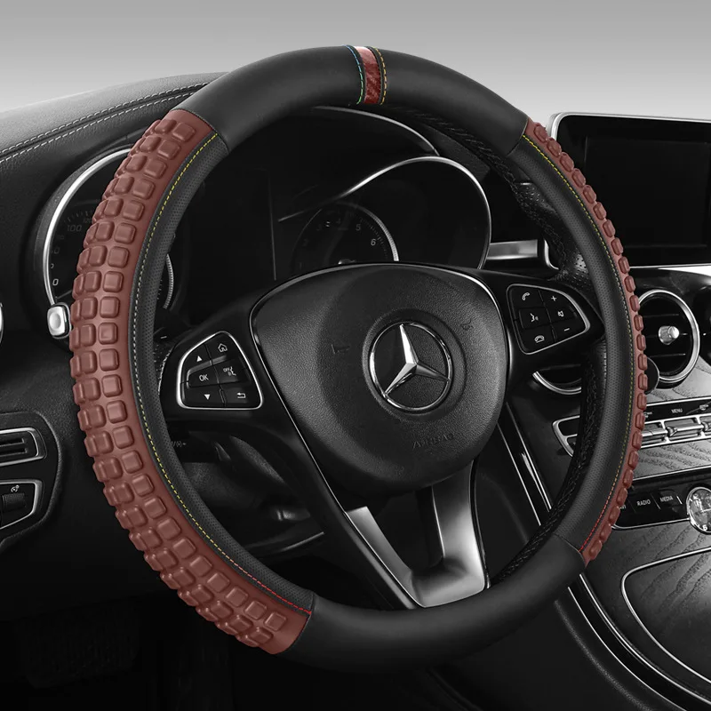 Sport Steering Wheel Cover Leather Universal Car Handle Protective Cover For Men Blue Black Steering Protector Case Accessories