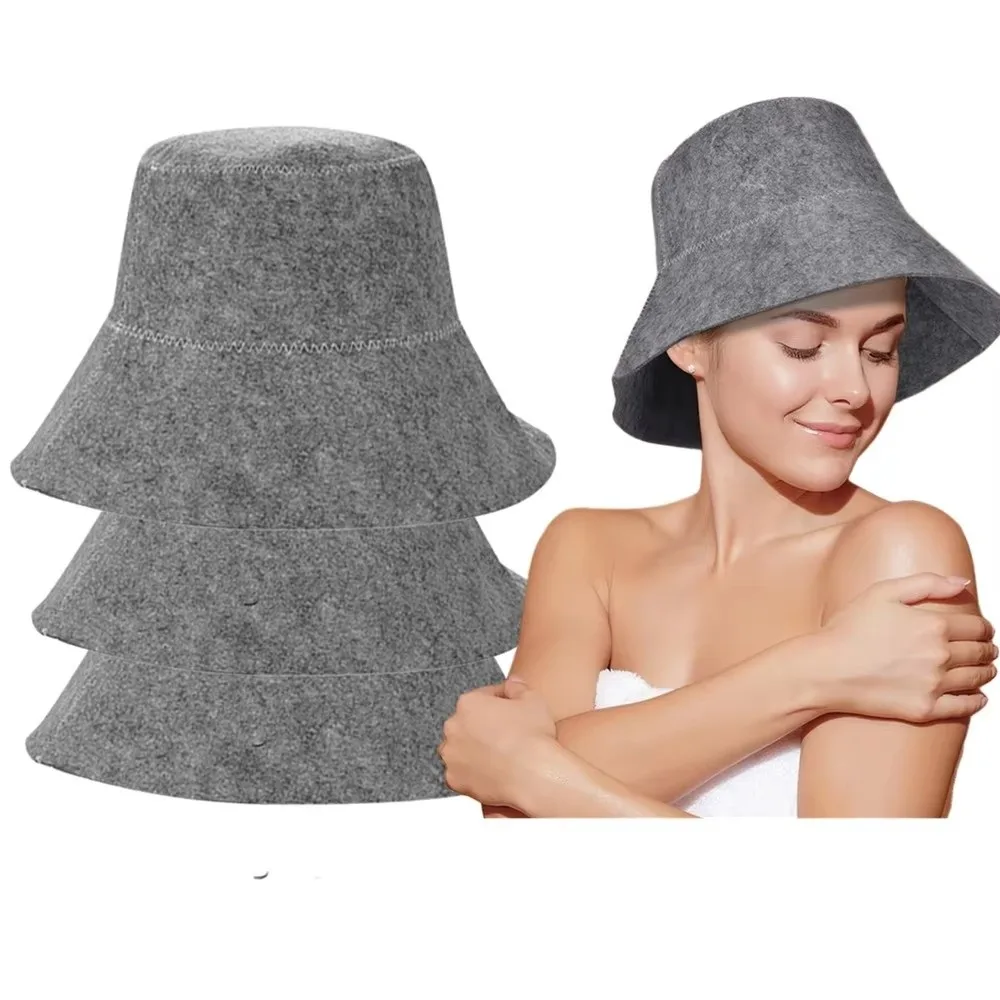 New Felt Felt Sauna Cap Good Water Absorption Head Protection Sauna Hat Quickly Drying Sweat Absorbing Fisherman Hat Bath Spa