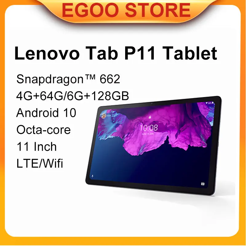 Global Firmware Lenovo Xiaoxin Pad 11 polegadas LTE Verison 2K Tela LCD Snapdragon Octa Core 6GB RAM 128GB ROM Tablet Android 10