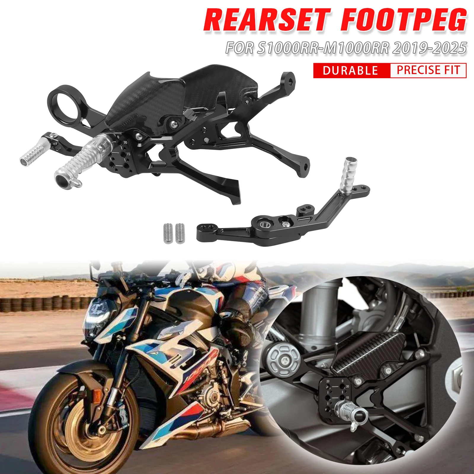 

Motorcycle Heel Wing Adjustable Rearset Footrest For BMW S1000XR S1000 XR S 1000 XR K67 19-25 M1000XR 23-25 Pedals Sets Footpeg