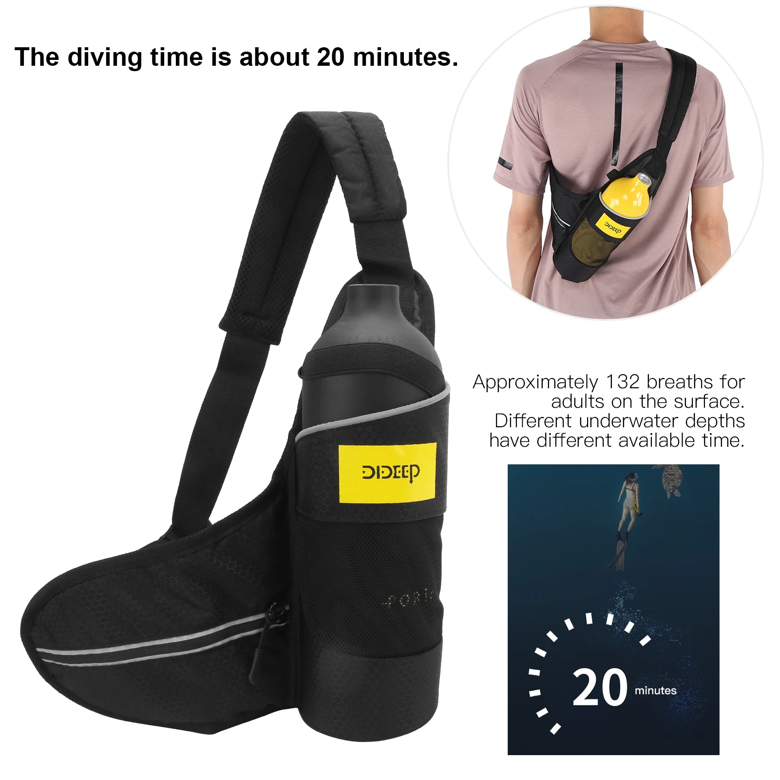 1L   DIDEEP 1L Mini   Diving Set with Breather/Relief Valve//Strap/Diving Goggles Oxygen  Diving Set