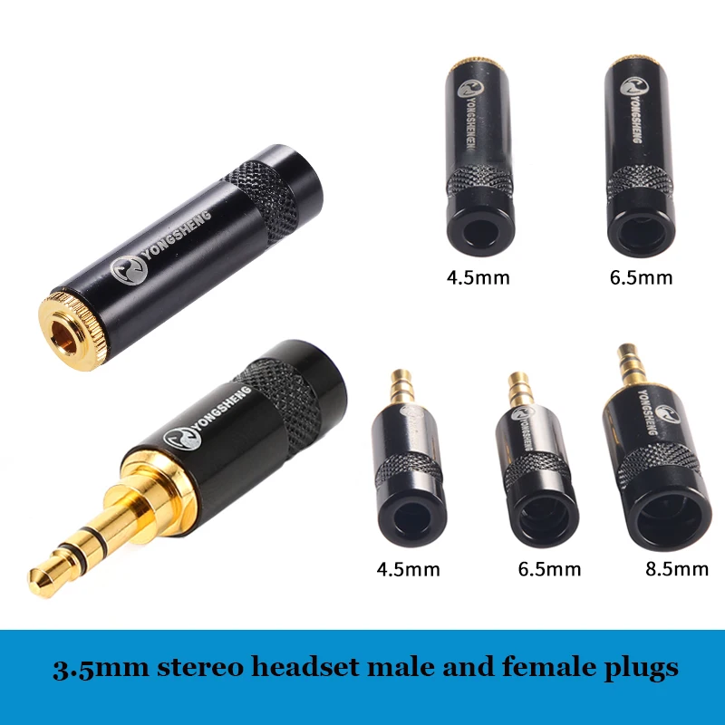 

3.5mm Stereo Headphone Plug /Jack Single Cable Diameter 4.5~8.5mm Small 3-Pin Audiophile Male/Female Headphone Plug Adapters