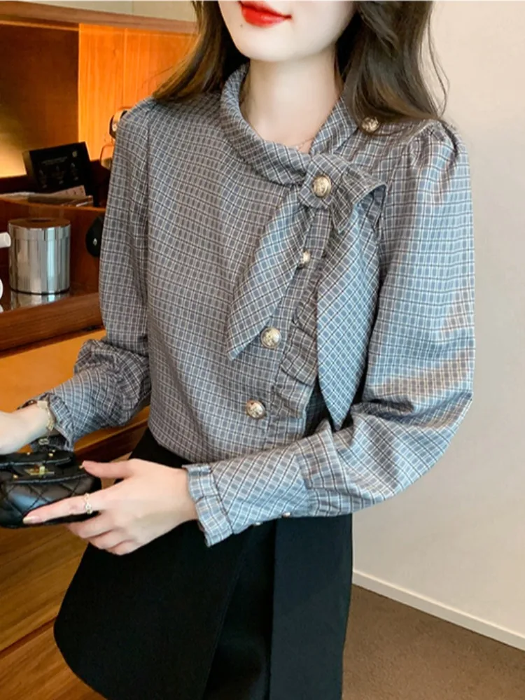 

Fashionable Little Fragrance Style Shirt Design Sensation Slim Fit Spring Autumn New Women's Clothing Career Versatile Top