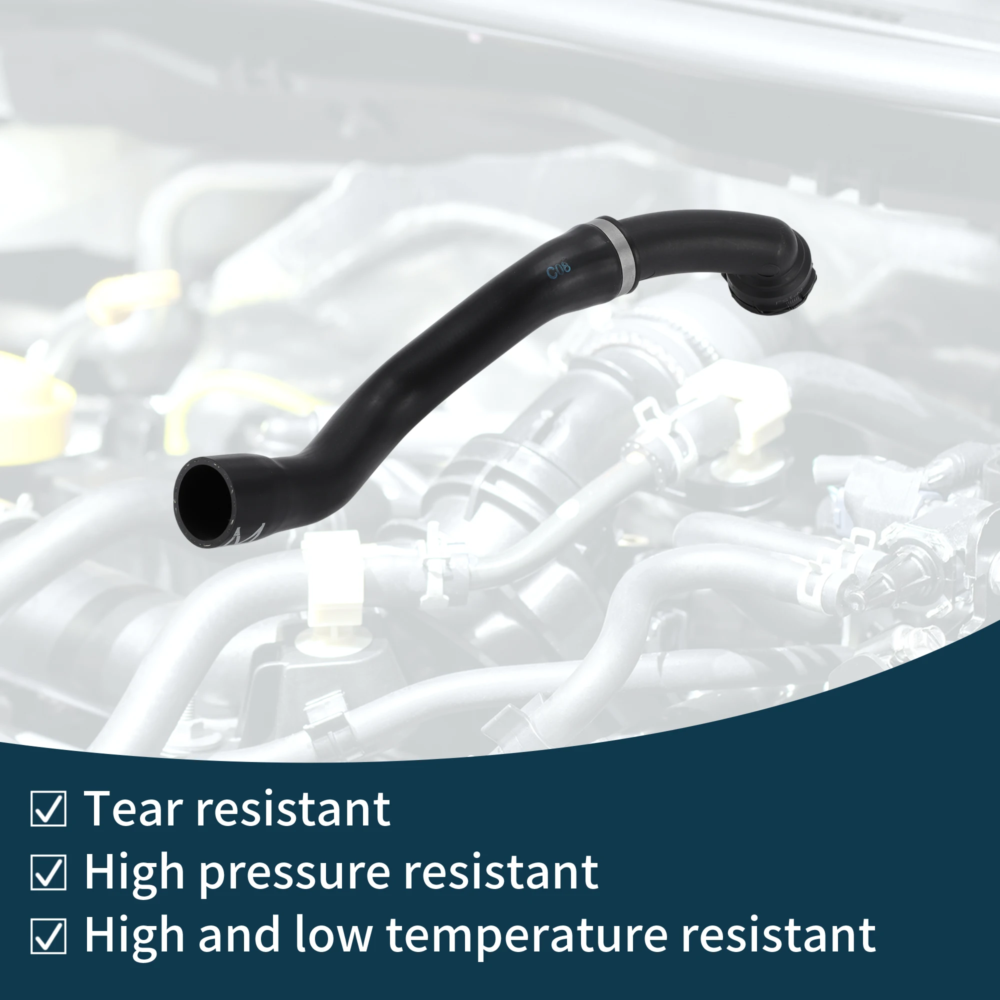 Motoforti خرطوم المبرد سخان خرطوم رقم 95510623800 لبورشه كايين 03-06 خرطوم علوي مطاطي أسود 1 قطعة