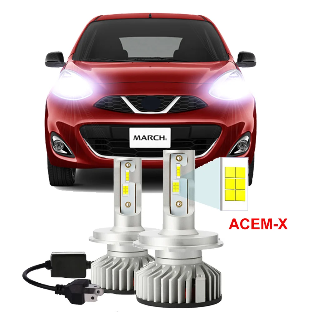 2Pcs Car Led Headlight Bulb  For Nissan March 2012-2018 2019 2020 High Low Beam LED Headlamp Canbus