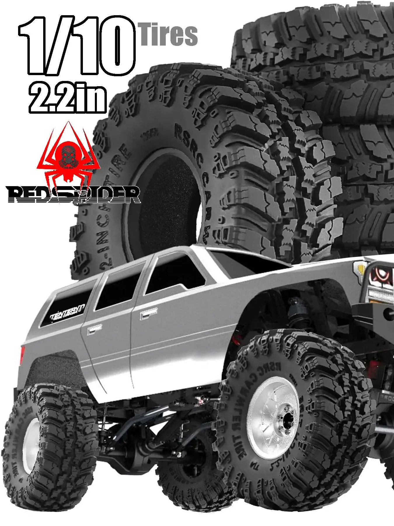 Pneus à chenilles 2.2, gabarits de boue pour 1/10 1/8 TRX4 Axial SCX10 III Wraith Yeti redcat Everest 10 Yk4083, mises à niveau
