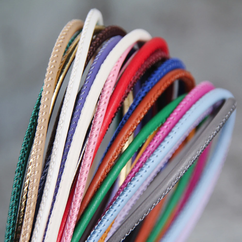 2 Meter 3/4/5/6 mm bunte Imitation Schaffell Lederband Erkenntnisse Kunstleder Schnur Schnur Seil DIY Halskette Armband Herstellung
