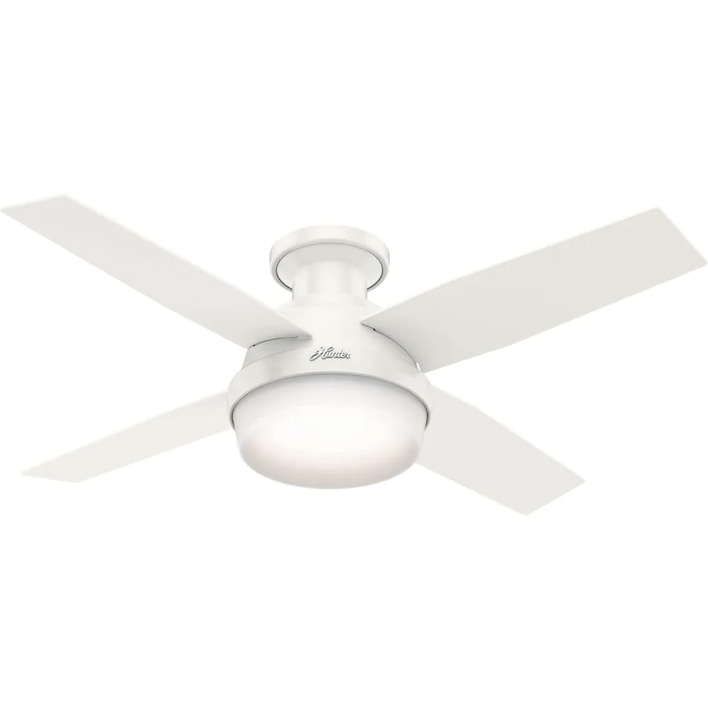 

Fan Dempsey Low Profile Indoor Ceiling Fan with LED Light and Remote Control, Metal, Fresh White, 44 Inch