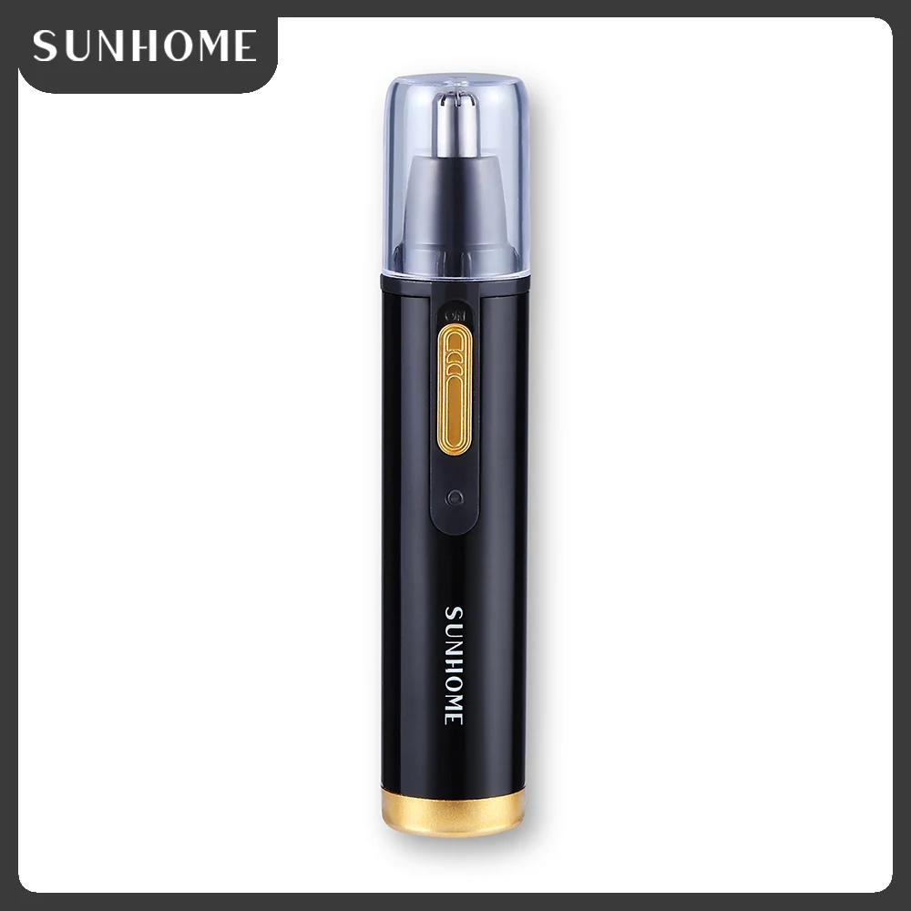 SUNHOME Electric Nose Hair Trimmer, Rechargeable Cordless Painless Ear Eyebrow Trimming Tool Dual Edge Blades Razor