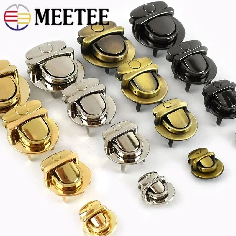 2Pcs Meetee Metal Round Clasp Turn Twist Lock Buckle for Bag DIY Handbag Clasps Purse Hardware Closure Locks Luggage Accessories