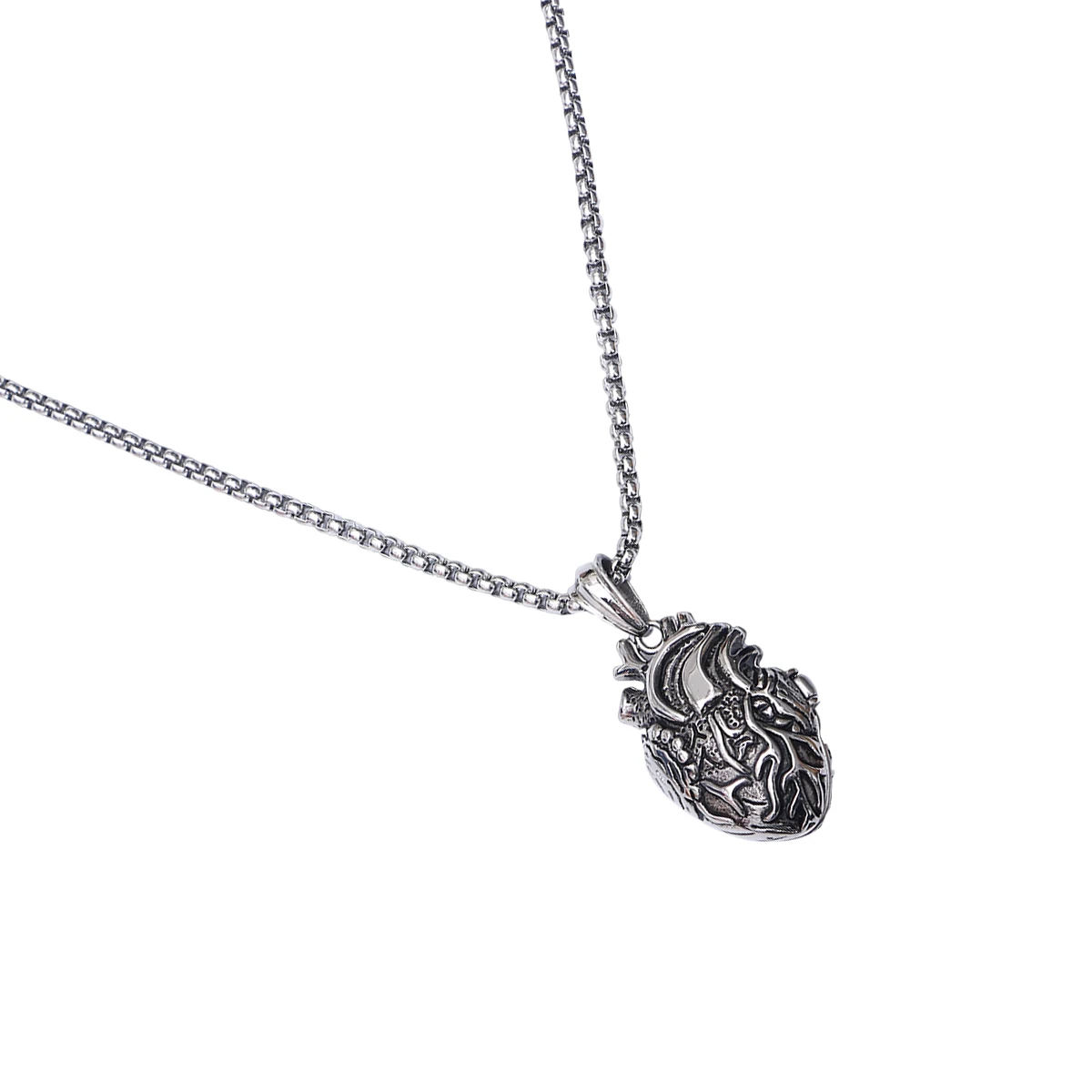 

Men Titanium Steel Necklace Fashion Heart Pendant Creative Human Organs Shape Charm Jewelry For Adults Golden Large Size