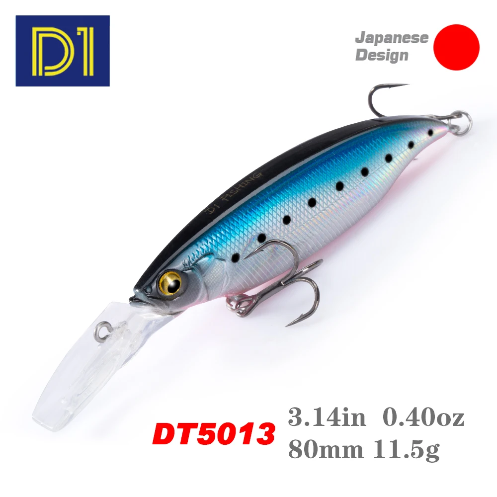 D1 Floating Minnow 80mm 11.5g Hard Bait Artificial Wobblers Crankbait Seabass Pike Pesca 2020 Fishing Tackle