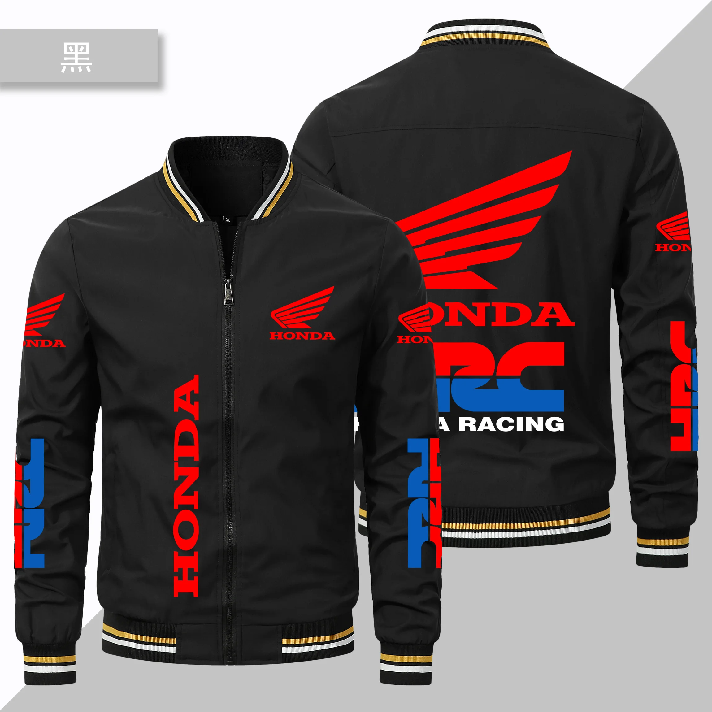 Motorcycle Jacket Honda Red Wing HRC Printed Jacket Casual Harajuku Baseball Jacket Oversized Customized Honda Racing Team Wear