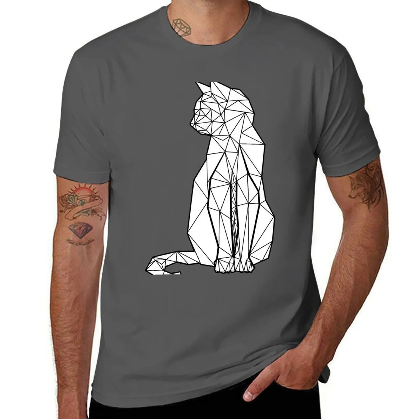 

Geometric Cat T-Shirt Work Style Casual T-Shirt