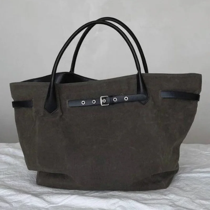 

Роскошная большая сумка, замшевая женская большая вместительная минималистичная дорожная сумка с пряжкой на ремне, дизайнерская сумка на плечо, брендовая сумка для покупок