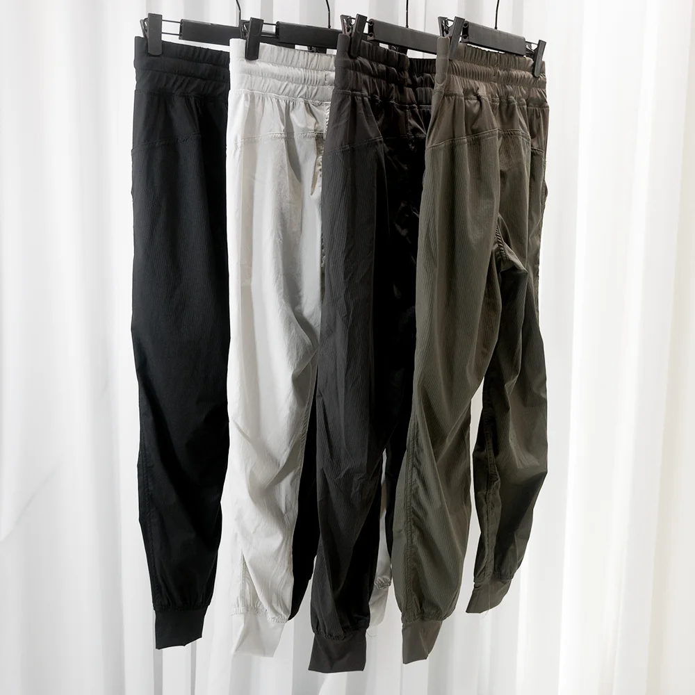 Work Pants for Dancing, Casual Sports, Mid-Waist, Jogger, Quick-Dry, Slimming, Training, Nine-Point Pants, Wrinkled, Drawstring,