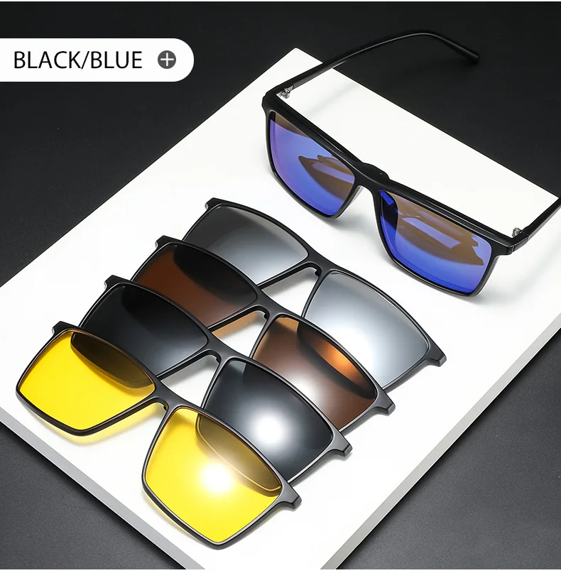 VCKA Großen Platz Myopie Sonnenbrille Männer Polarisierte 6 In 1 Frauen Optische Magnetische Clip auf Brillen Rahmen-0,5 ZU-10 – Detail 9
