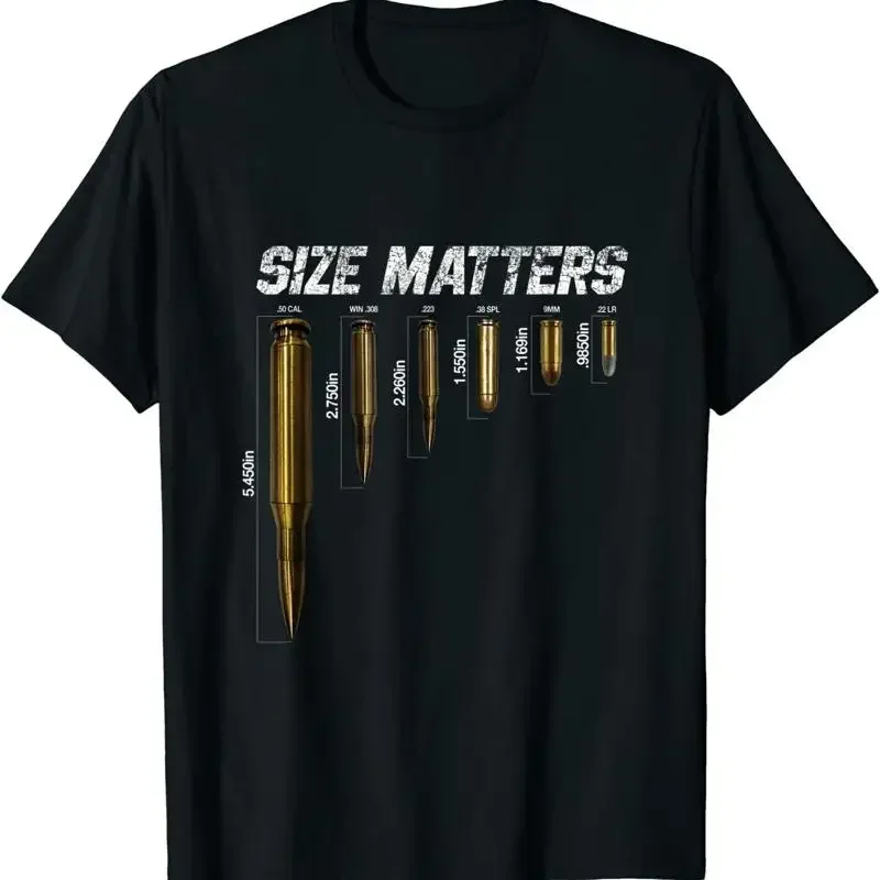 New Limited Funny Gun Expert Size Matters Bullets T Shirt
