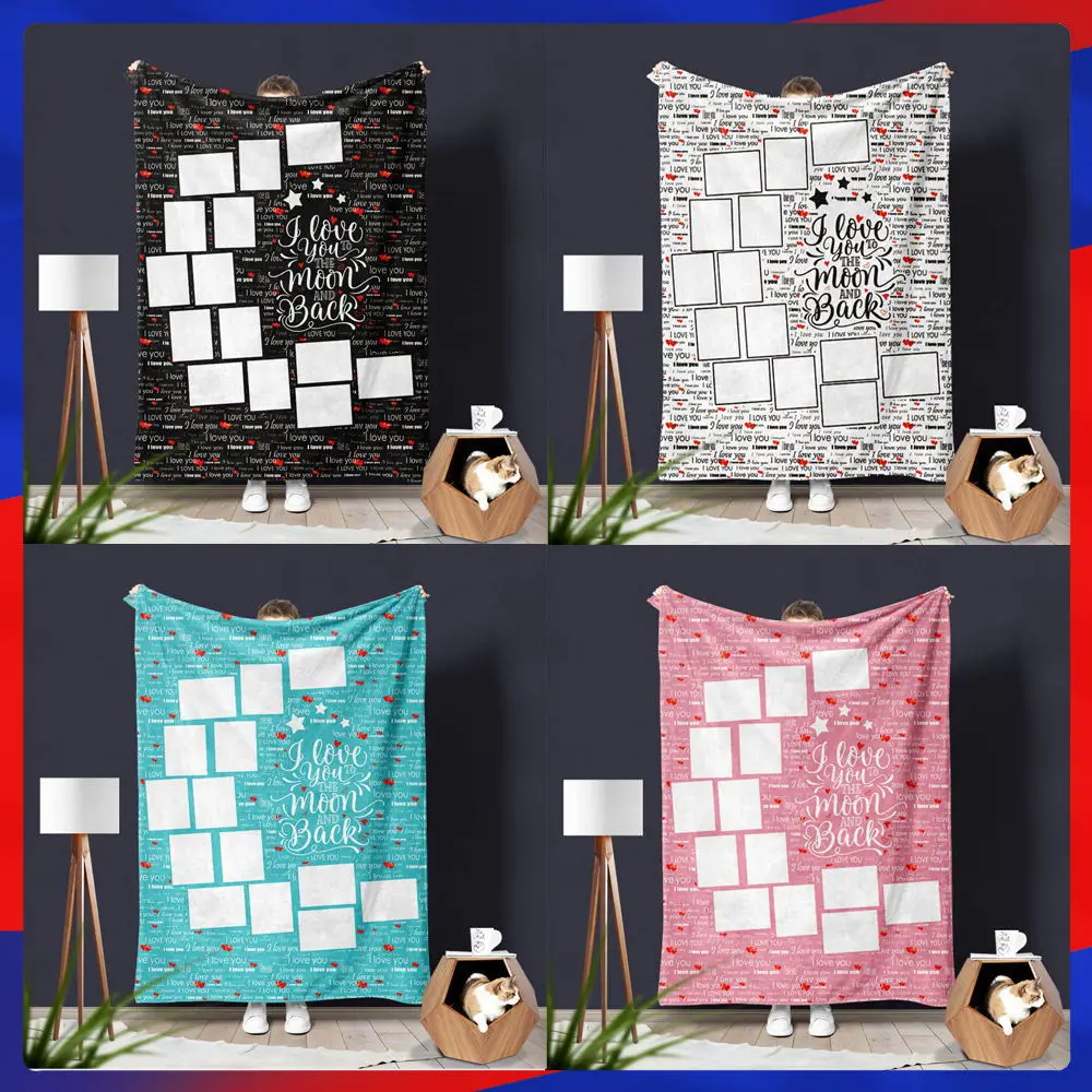 

Nine-grid pattern digital-printed polyester Bedroom velvet flannel soft sofa cover blanket Fleece soft sofa cover blankets