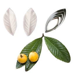 6pcs Loquat Leaf Veiner Silicone Mold Stainless Steel Cutter Mould DIY Flower Fondant Molds Cake Decorating Tools Bakeware CS418