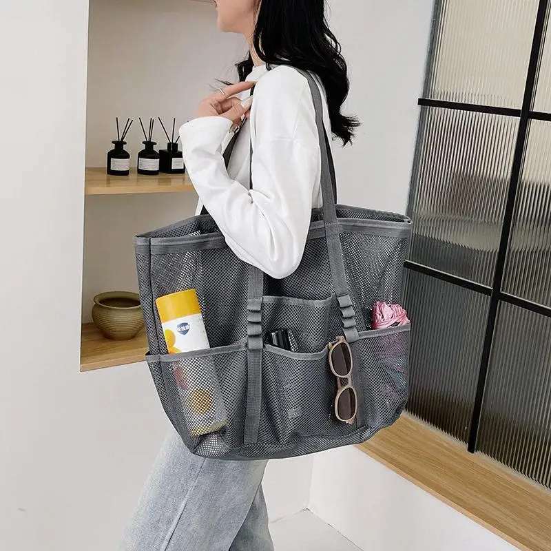 korean-style-large-capacity-beach-bag-fitness-swimsuit-storage-bag-outdoor-travel-single-shoulder-mesh-handbag-votwo-brand