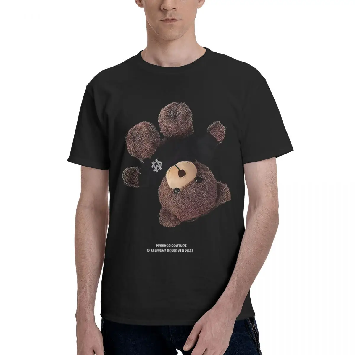 Cute Teddy Bear With Notre Dame Logo Motion Kemp Casual Graphic Top tee High quality Leisure Eur Size