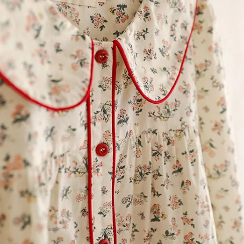 

Floral Pajama Sets for Women Kawaii Sweet Soft Daily Home Sleepwear Night O-neck Females Ulzzang Style Casual Simple Hot Sale