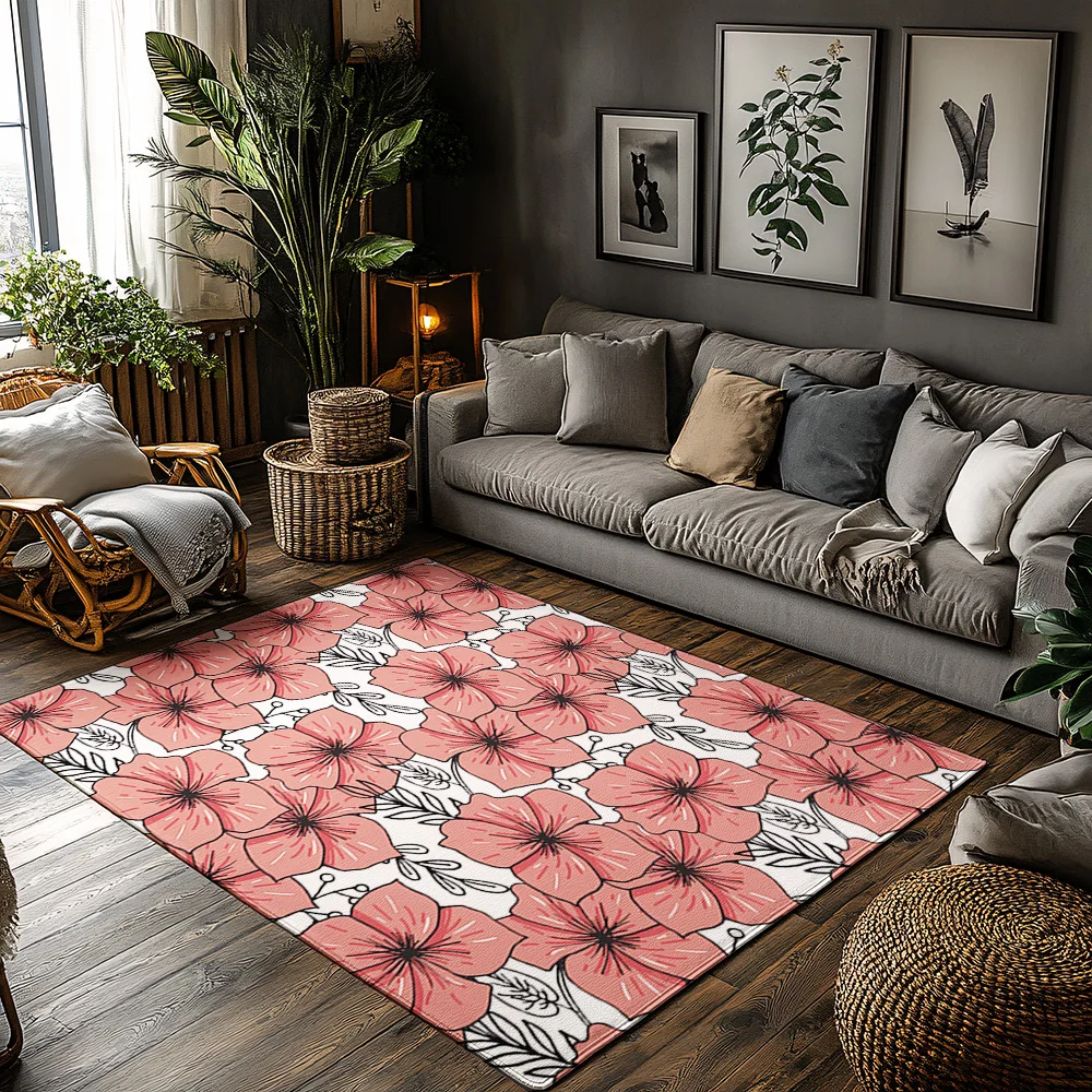 

Floral Doormat Indoor Outdoor Washable Non Slip Welcome Mat Home Decor Rug Kitchen Bathroom Floor Mat Tropical Flower Pattern Ar